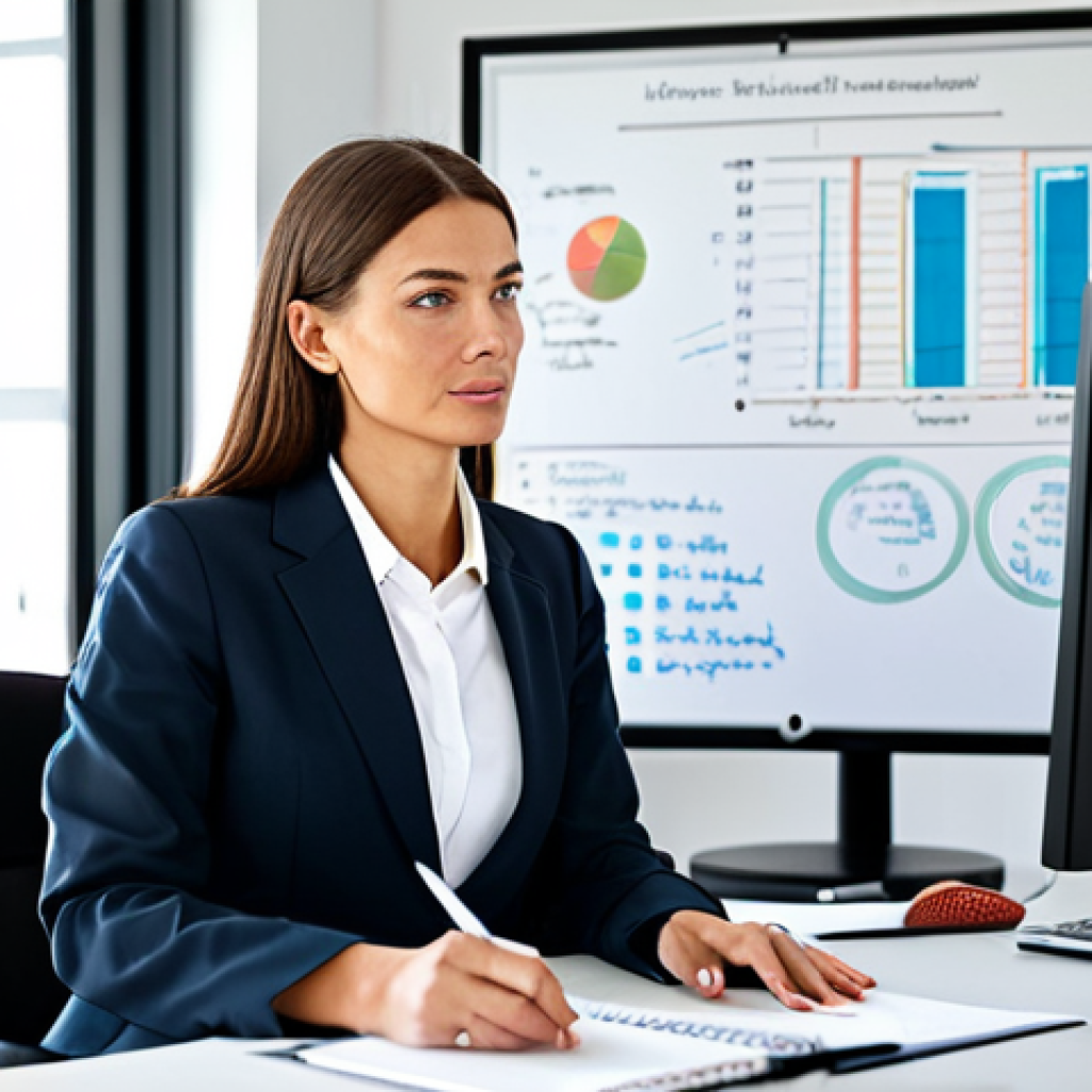 **

A professional businesswoman in a modern office, wearing a tailored business suit, fully clothed, appropriate attire, safe for work. She's working on a computer, with a whiteboard filled with project ideas in the background. Perfect anatomy, natural proportions, professional photography, high quality, family-friendly, modest.

**