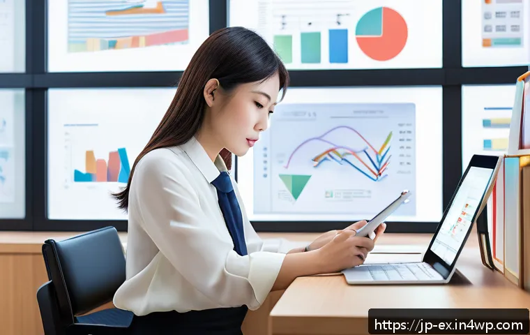 T자형 전문성과 시장 요구의 변화 - A modern Japanese office scene showing a young professional woman in business casual attire, sitting...