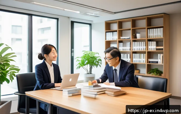 T자형 전문성 구축을 위한 멘토링의 중요성 - A professional Japanese mentor and mentee engaged in a warm, open conversation in a modern office se...