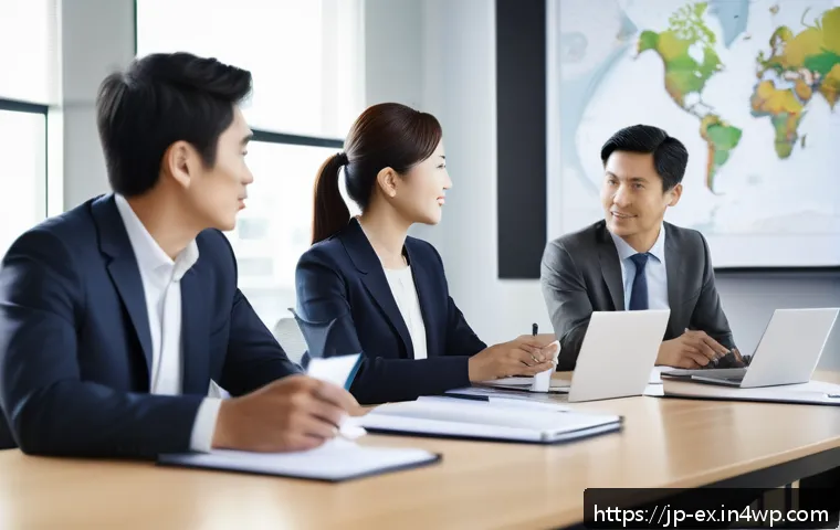 T자형 전문성 향상을 위한 국제적 경험 - A diverse international business meeting scene in a modern conference room, featuring multicultural ...